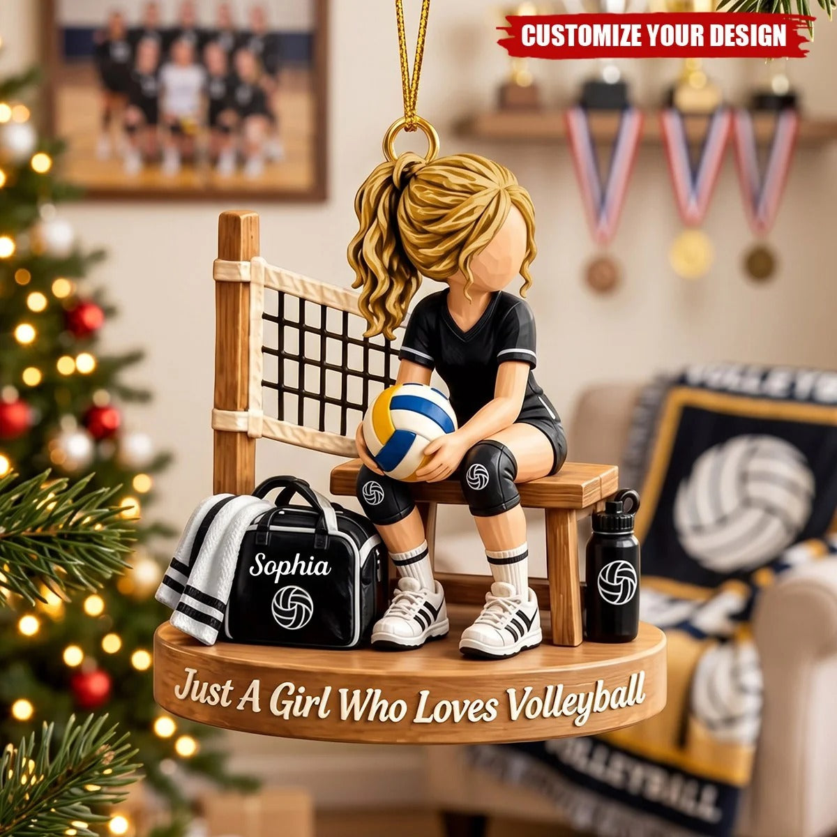 Custom Volleyball Girl Name Acrylic Ornament, Christmas Ornaments, Volleyball Gifts