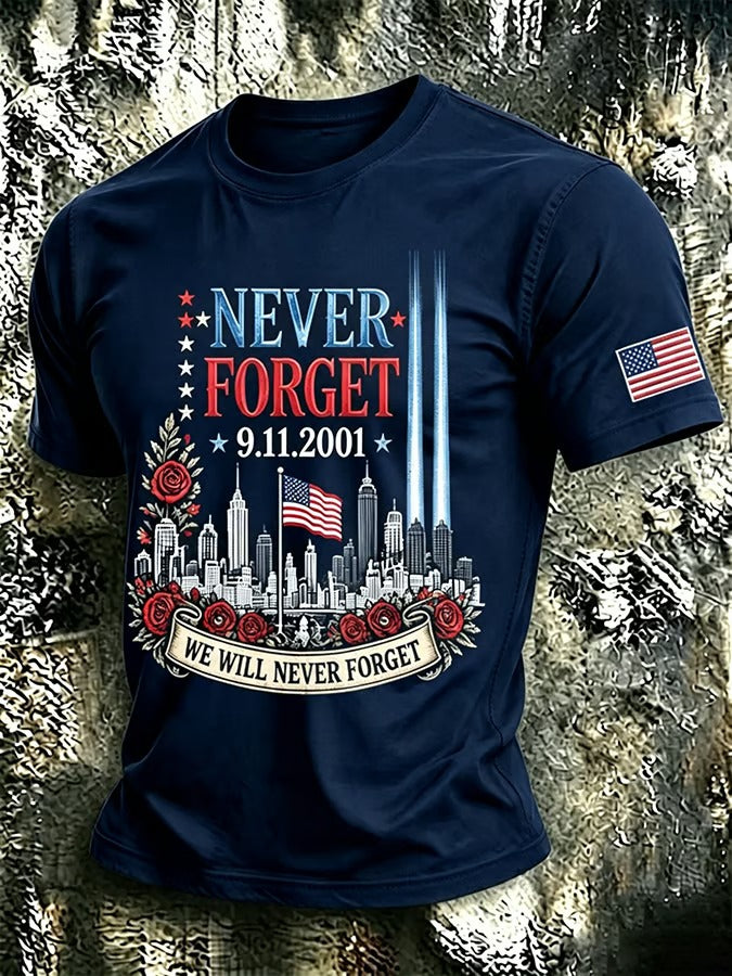 Never Forget 9 11 New York Skyline Shirt, Graphic T-Shirt For Men, September 11 Shirt