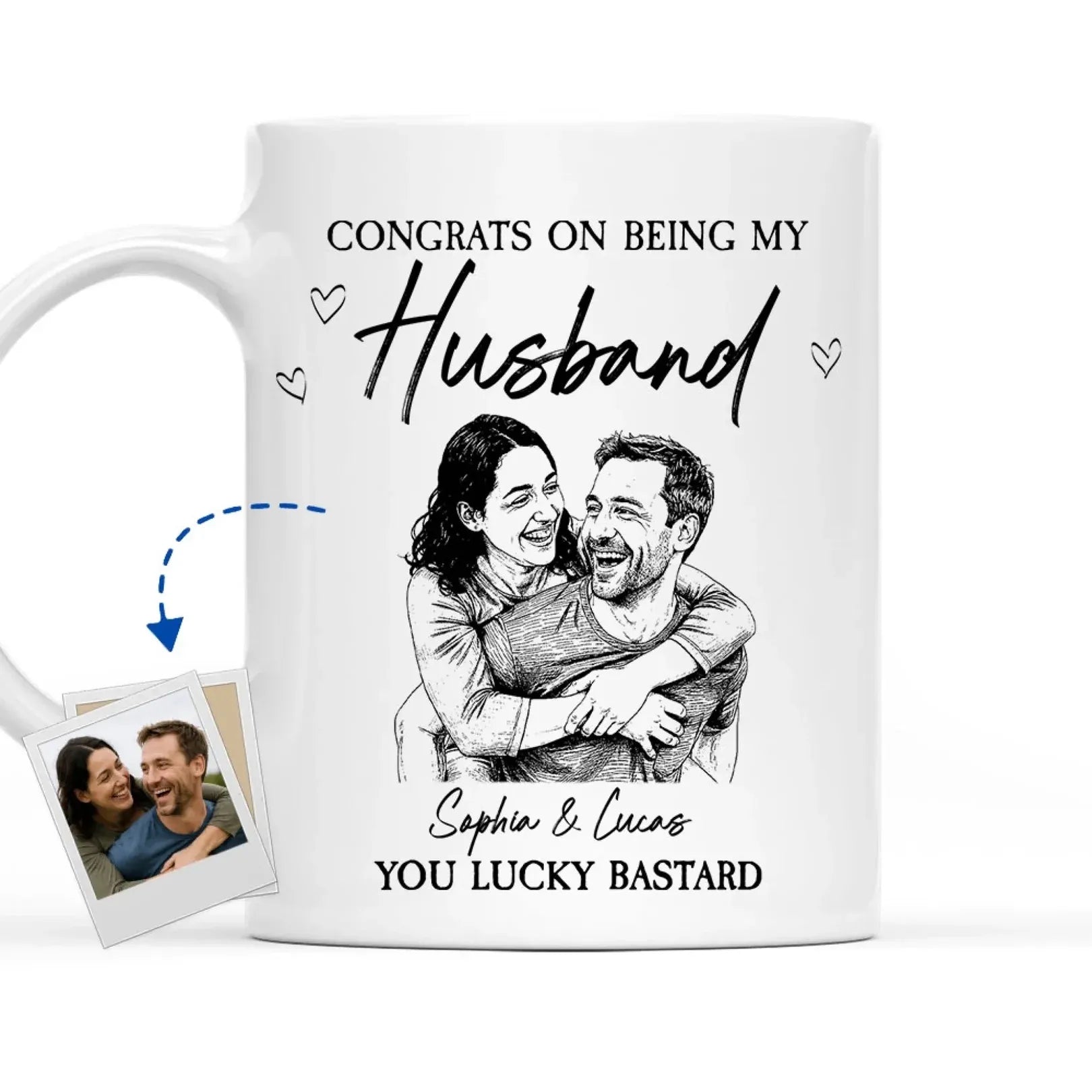 Love You So Much Sketch Mug, Personalized Custom Photo Mug, Coffee Mug Gift