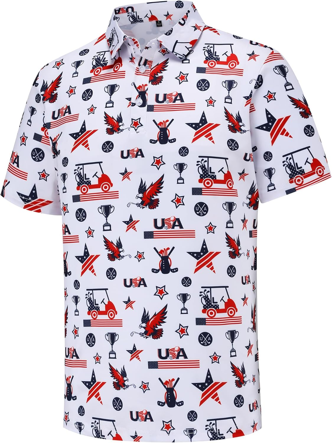 Patriotic USA Themed Pattern American Pride Golf Polo Shirts, Golf Gift For Men, Golf Shirts For Men