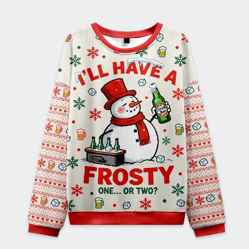 Snowman Drinking Beer Funny Ugly Sweater, Ugly Xmas Sweater, Christmas Ugly Sweatshirt