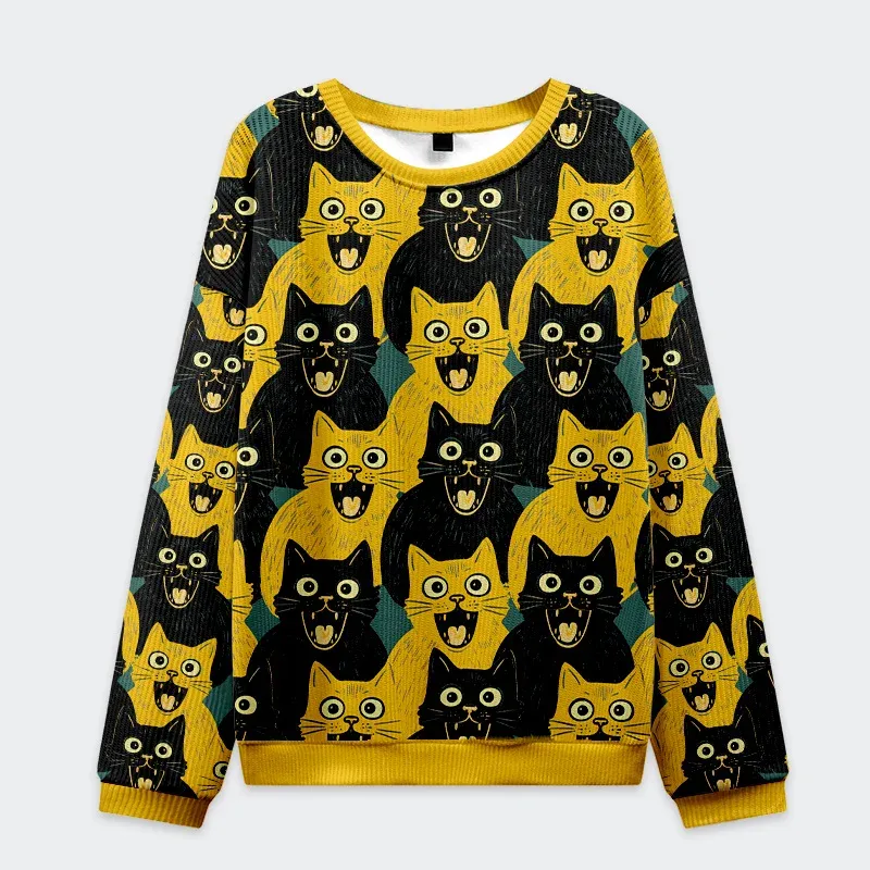 Yellow Cat And Black Cat Funny Ugly Sweater, Ugly Xmas Sweater, Christmas Ugly Sweatshirt