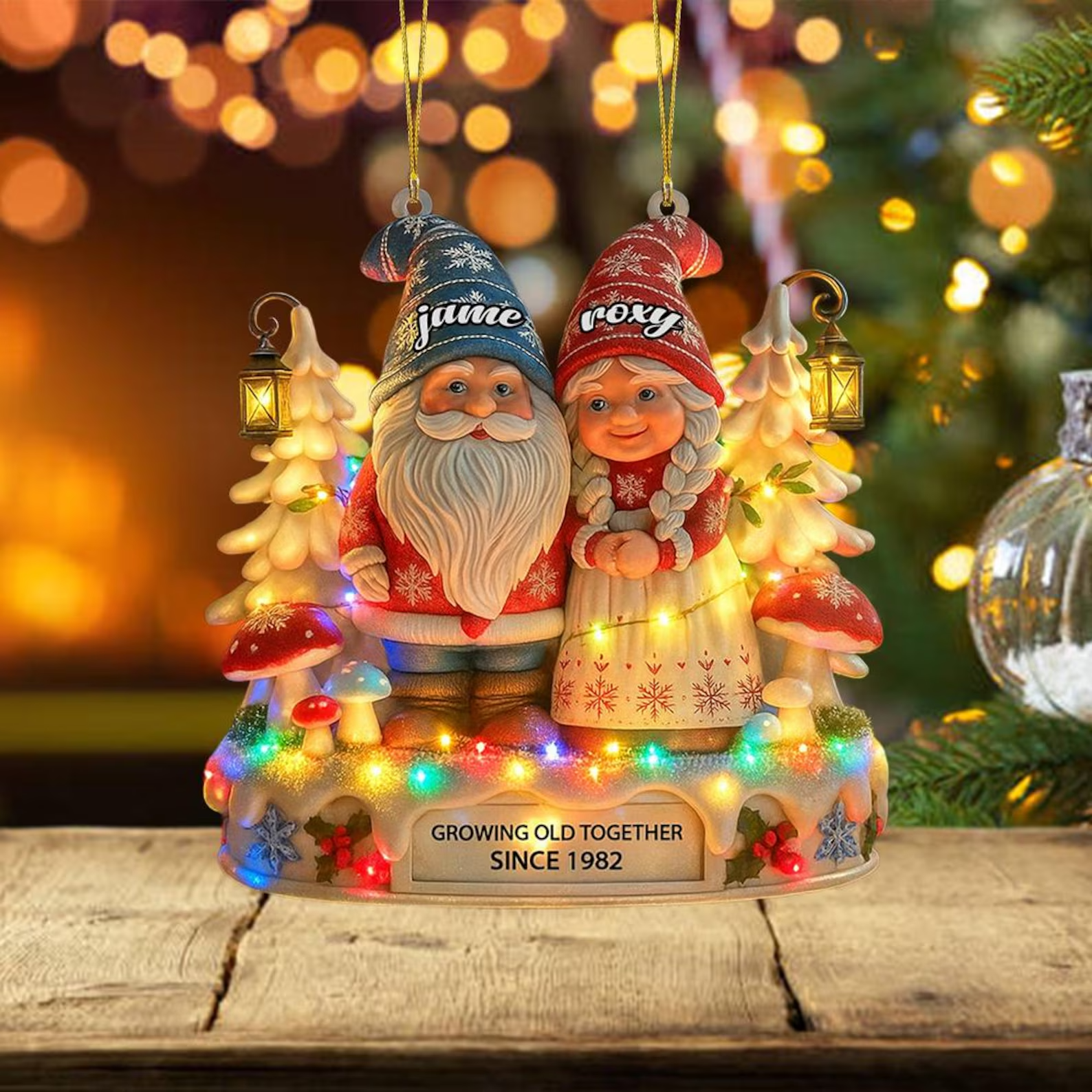 Gnome Couple Growing Old Together Acrylic Ornament, Couple Ornaments, Christmas Gifts For Couple