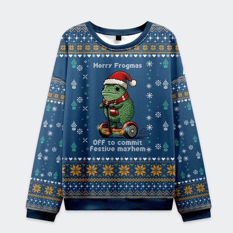 Funny Frogmas Mischief Funny Ugly Sweater, Ugly Xmas Sweater, Christmas Ugly Sweatshirt