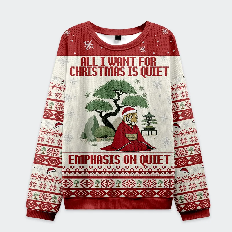 Christmas Tiger Peaceful Funny Ugly Sweater, Ugly Xmas Sweater, Christmas Ugly Sweatshirt