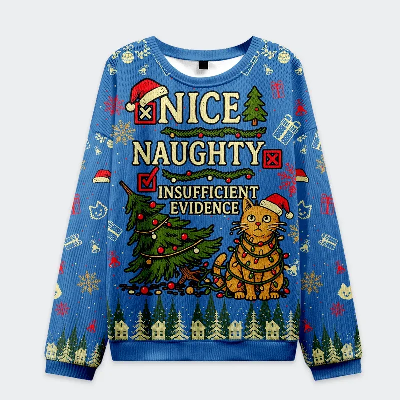 Naughty Cat Funny Ugly Sweater, Ugly Xmas Sweater, Christmas Ugly Sweatshirt