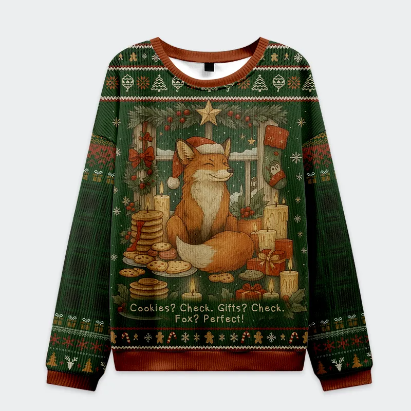 Cookies Candles And A Foxy Holiday Funny Ugly Sweater, Ugly Xmas Sweater, Christmas Ugly Sweatshirt