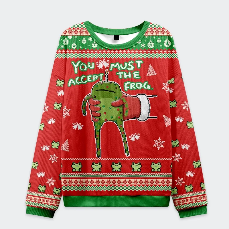 Accept Japanese Frog Funny Ugly Sweater, Ugly Xmas Sweater, Christmas Ugly Sweatshirt