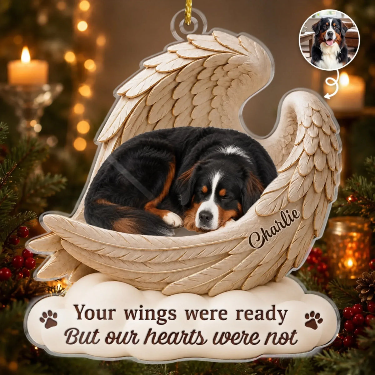Pet Memorial Acrylic Ornament, Personalized Christmas Ornament, Dog Memorial Gift