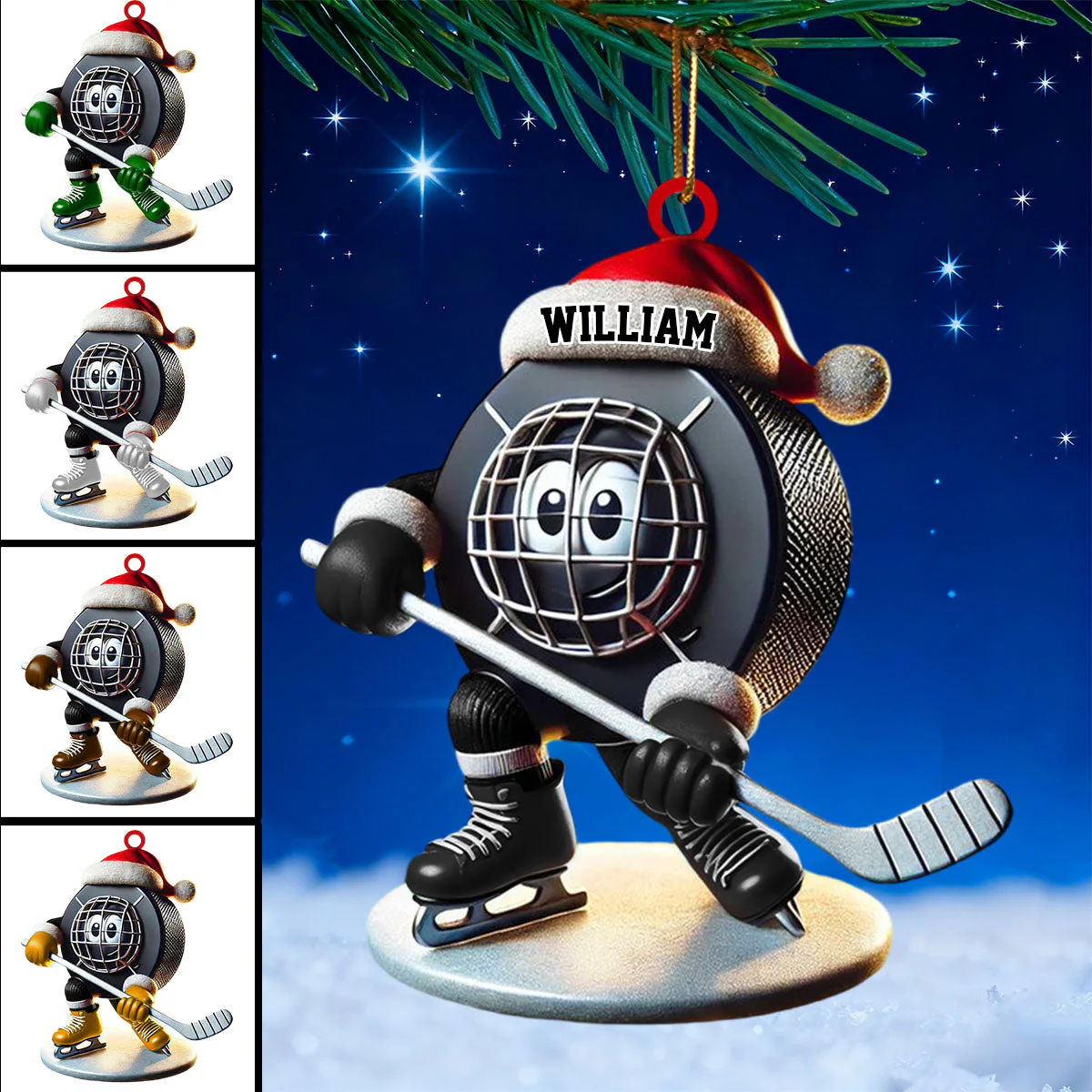 Personalized Name Ice Hockey Ornament Christmas Gift For Hockey Fans, Gifts For Ice Hockey Players