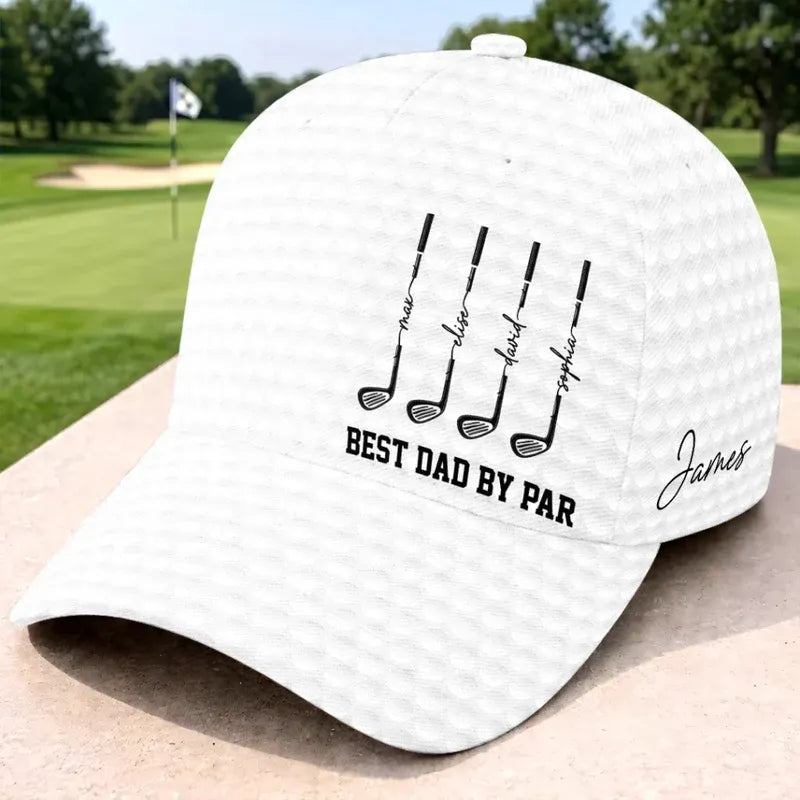 Best Dad By Par Golf Hat, Father's Day Golf Gift, Custom Golf Cap