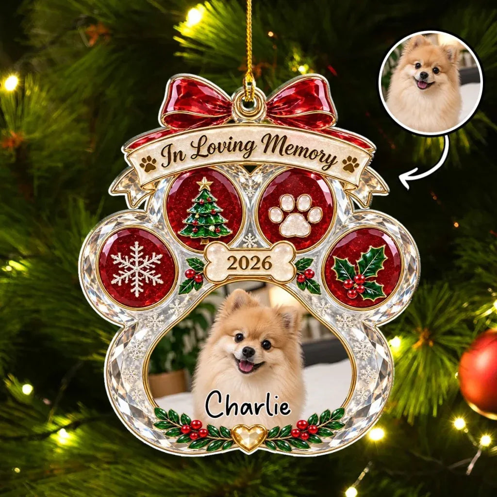 Custom Pet Photo Memorial Acrylic Ornament, Christmas Ornaments, Pet Memorial Gifts