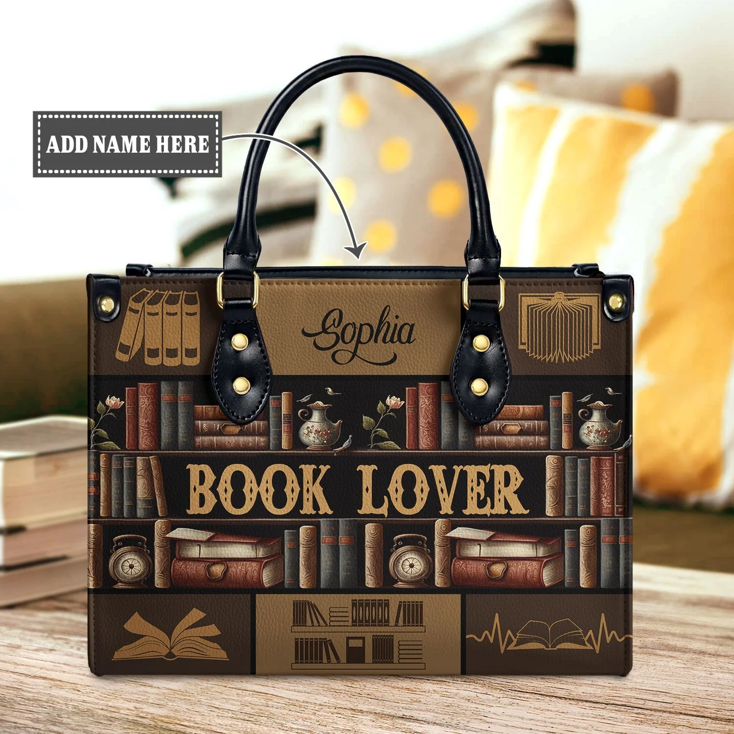 Book Lover Brown Handbags With Matching Wallets, Purse And Wallet Set, Bookish Gifts
