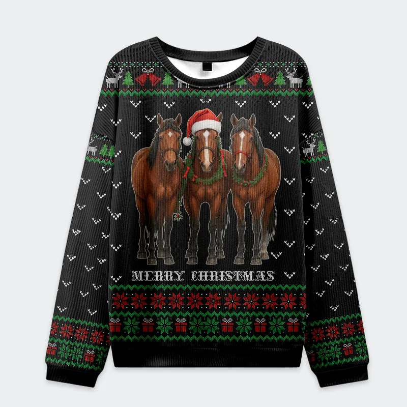 The Christmas Horse Is Looking At You Funny Ugly Sweater, Ugly Xmas Sweater, Christmas Ugly Sweatshirt