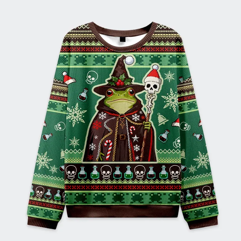 Frog Wizard Christmas Funny Ugly Sweater, Ugly Xmas Sweater, Christmas Ugly Sweatshirt