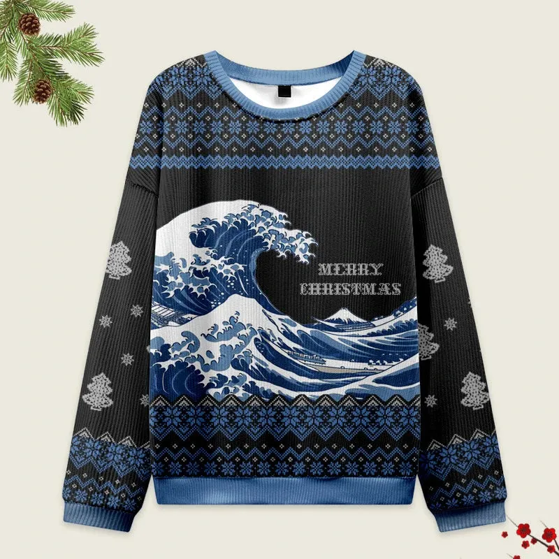 The Great Wave Japanese Funny Ugly Sweater, Ugly Xmas Sweater, Christmas Ugly Sweatshirt