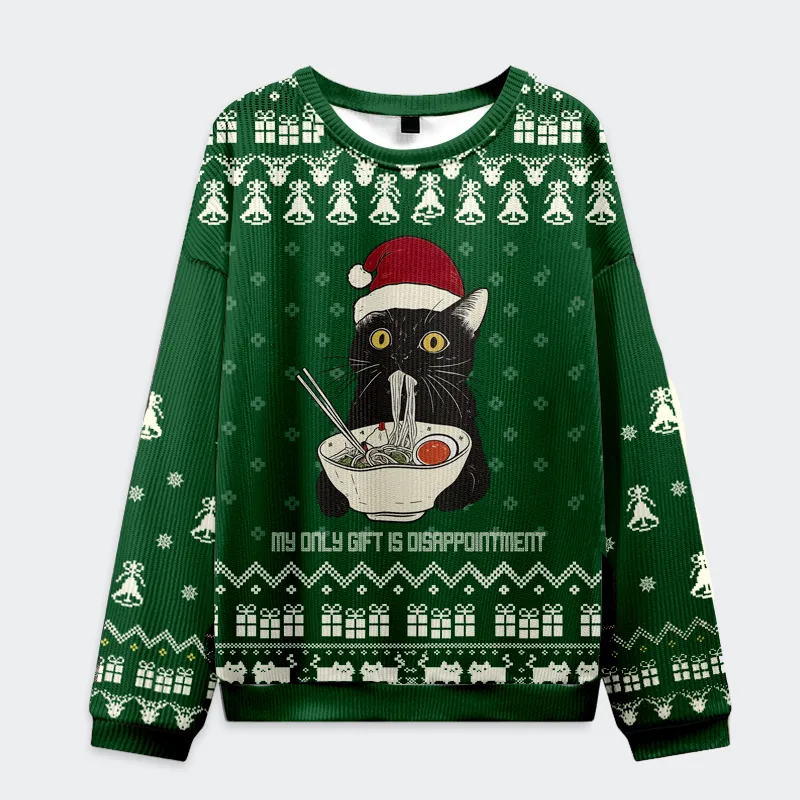 The Cat Eating Ramen Its Only Gift Is Disappointment Funny Ugly Sweater, Ugly Xmas Sweater, Christmas Ugly Sweatshirt