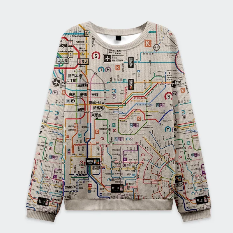 Tokyo Subway Map Funny Ugly Sweater, Ugly Xmas Sweater, Christmas Ugly Sweatshirt