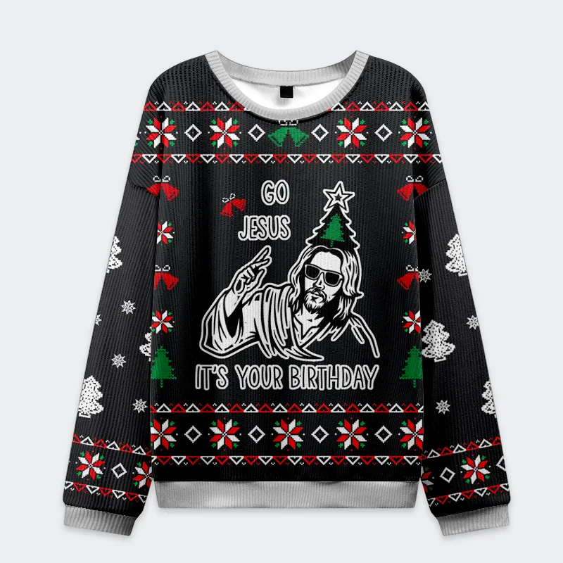 Go Jesus It's Your Birthday Funny Ugly Sweater, Ugly Xmas Sweater, Christmas Ugly Sweatshirt