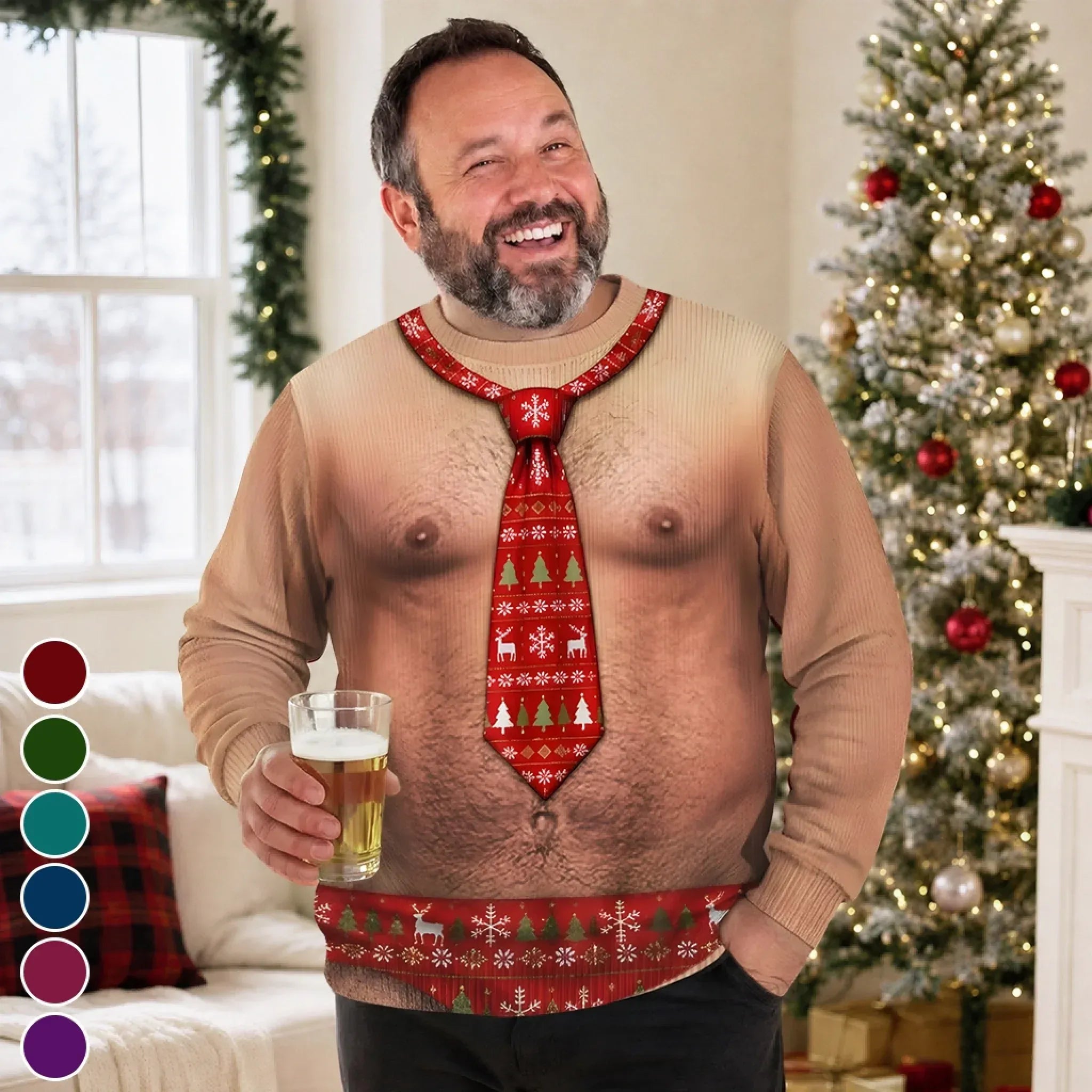 Funny Dad Bod Christmas Tie Sweatshirt, Ugly Christmas Sweater, Christmas Shirt For Men