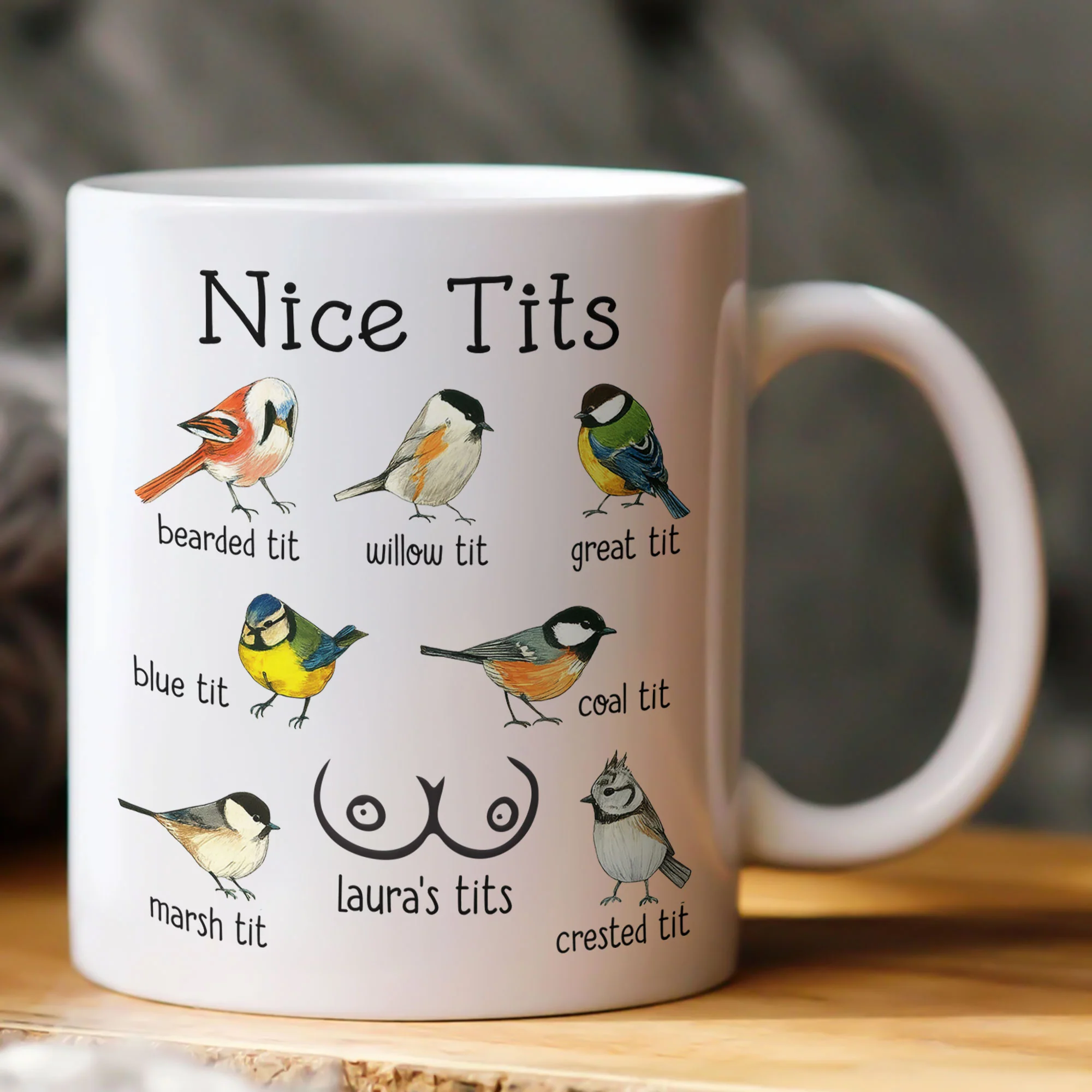 Funny Nice Tit Birds Ceramic Mugs, Funny Valentine Gifts, Valentine's Day Gifts For Her, Anniversary Wedding Gifts