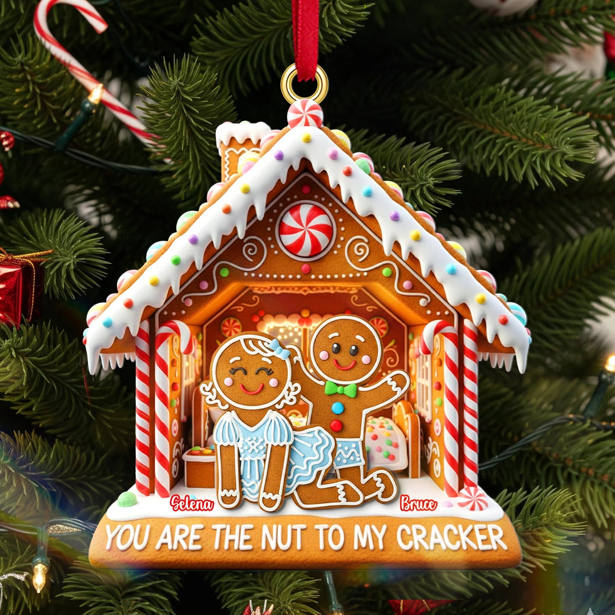 Naughty Gingerbread Couple Christmas Acrylic Ornament, Christmas Gift For Couple, Funny Christmas Ornament