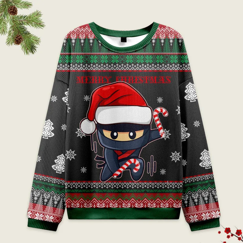 Ninja Kawai Japanese Funny Ugly Sweater, Ugly Xmas Sweater, Christmas Ugly Sweatshirt