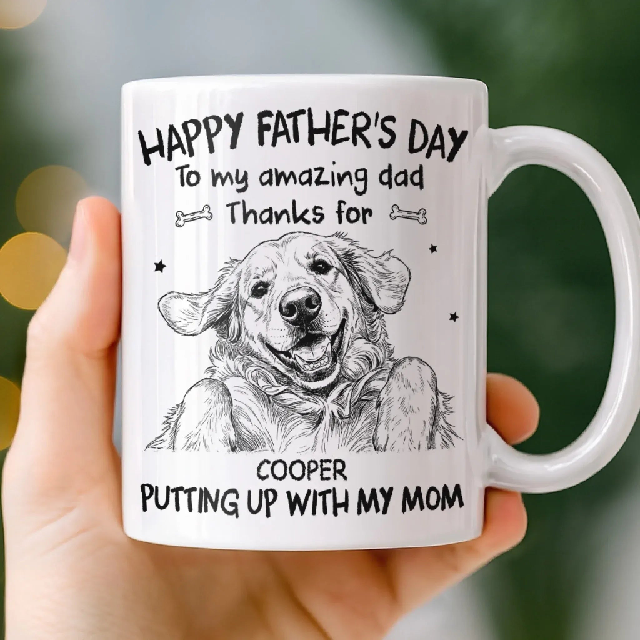 Happy Father’s Day To My Amazing Dad Mug, Personalized Coffee Mug, Pet Lover Gift
