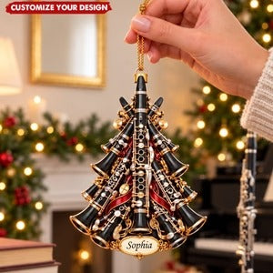 Clarinet Christmas Tree Acrylic Ornament, Christmas Ornament, Music Lover Gift