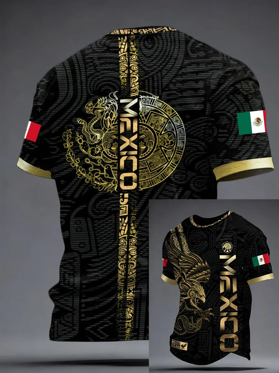 Mexican Golden Eagle Aztec Soccer Fan T-Shirt, Soccer Fan Shirt, Football Graphic Tee
