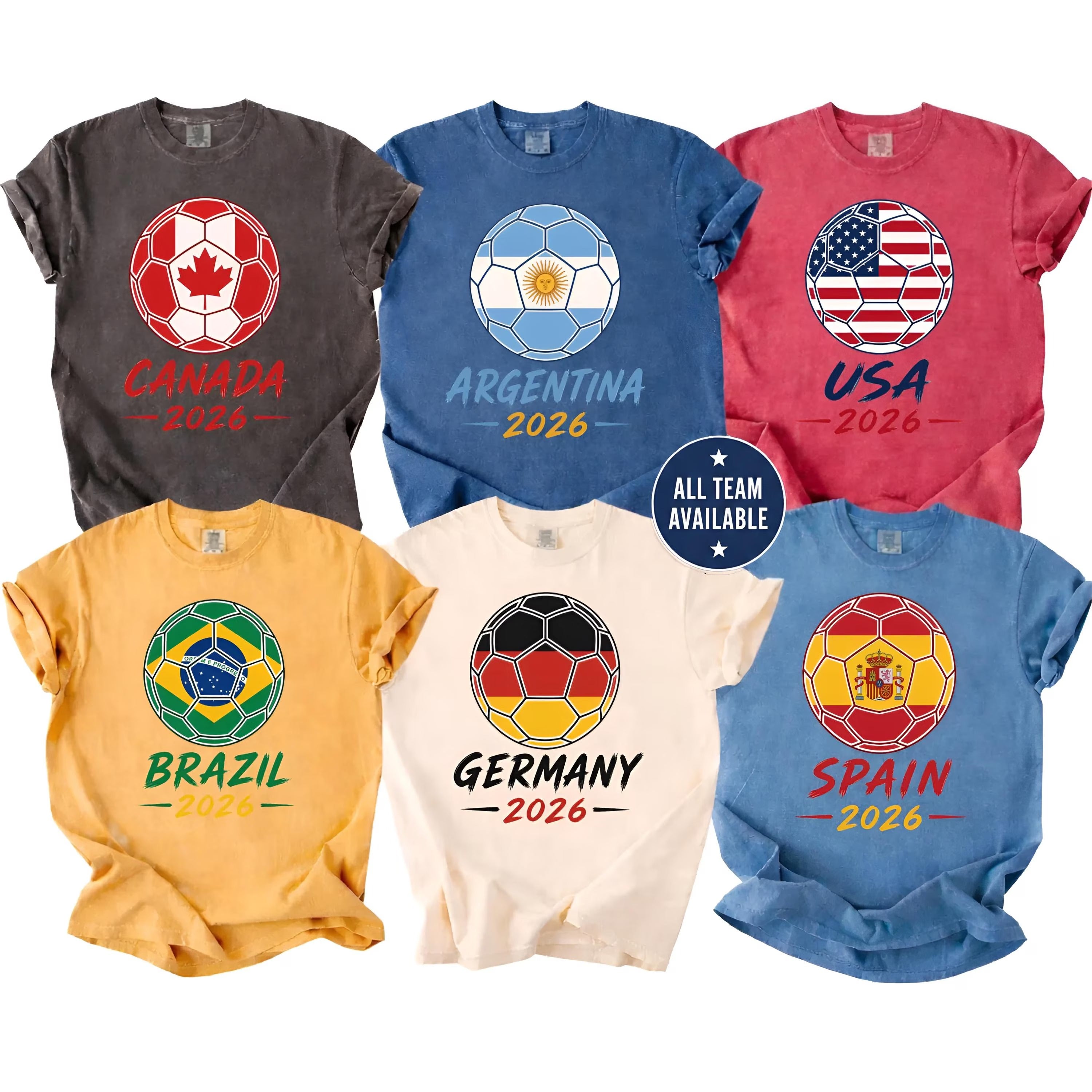 World Soccer 2026 Country Team Graphic T-Shirt, Soccer Fan Shirt, Football Fan Gift