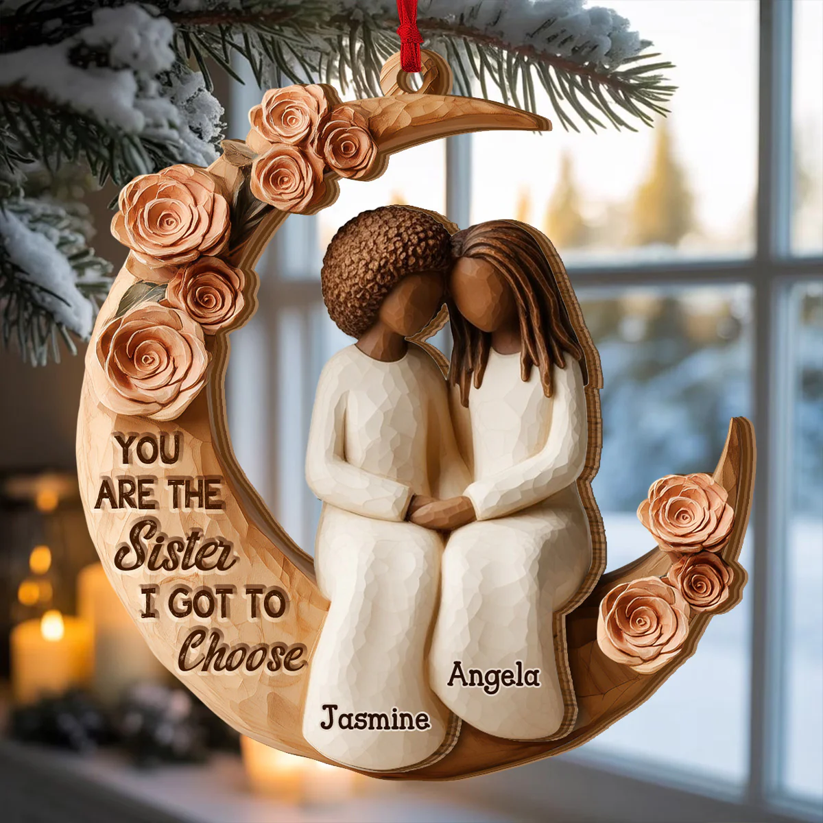There Is No Greater Gift Than Sisters 2 Layered Wooden Ornament, Sister Friendship Custom Wood Gift
