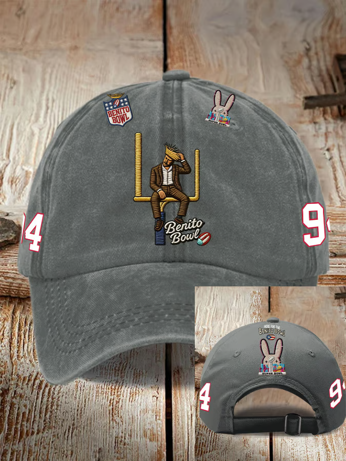 Benito Bowl Puerto Rico Flag Half Time Party Show Gray Hat Benito Bowl 2026 Baseball Hat Cap