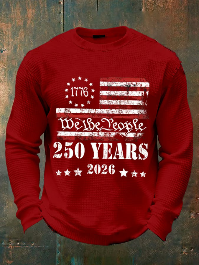 We The People 250 Years American Flag Pattern 250th Anniversary Cool 4th Of July Red Vintage Long Sleeve Shirts