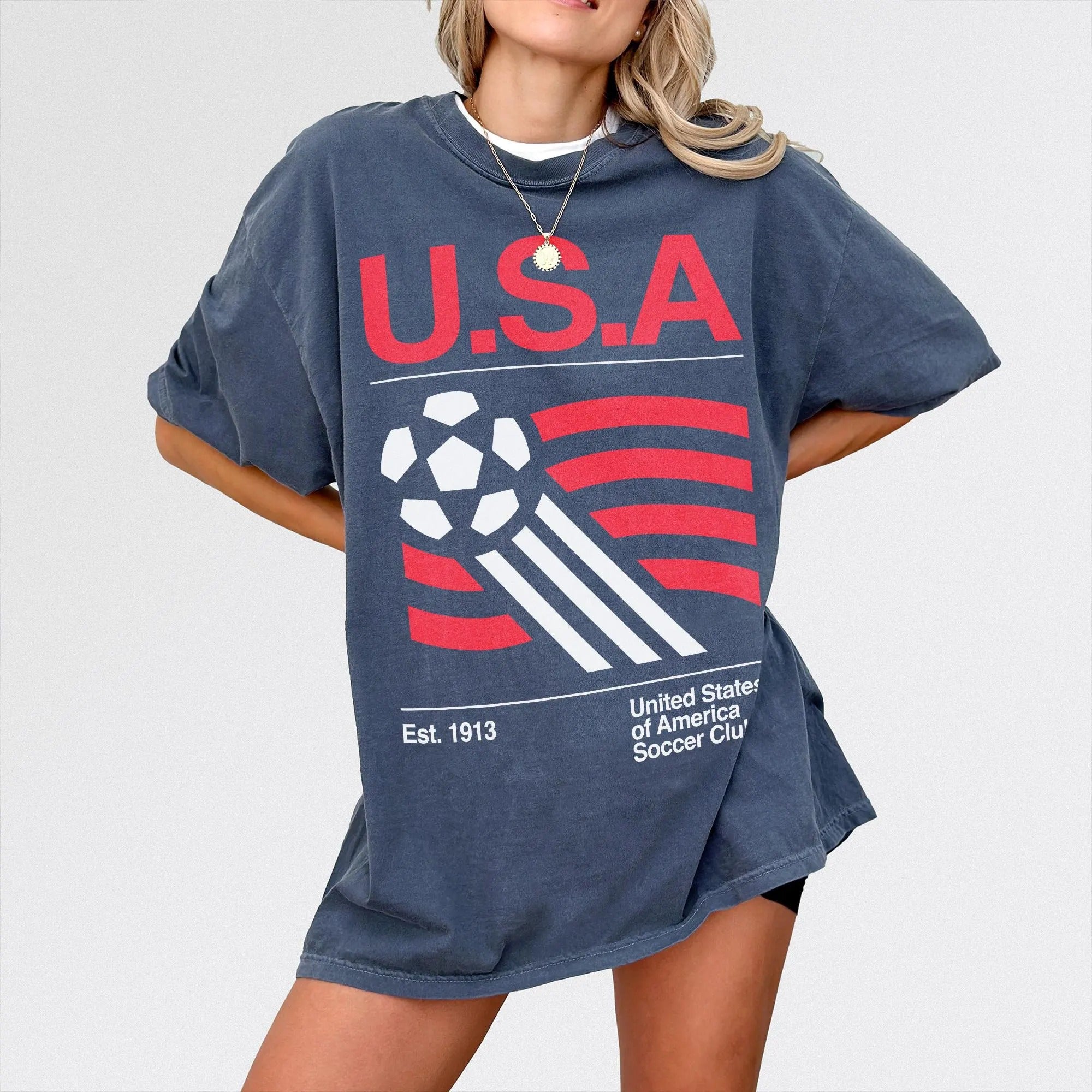 Vintage Oversized USA Soccer Club Graphic T-Shirt, USA Soccer Shirt, Football Fan Gift