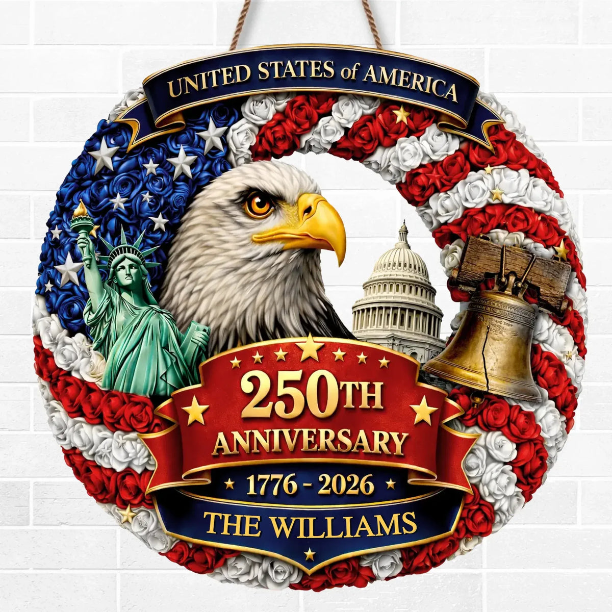 United States 250 Eagle Capitol Custom Wood Sign, Patriotic Wall Decor, American Gift