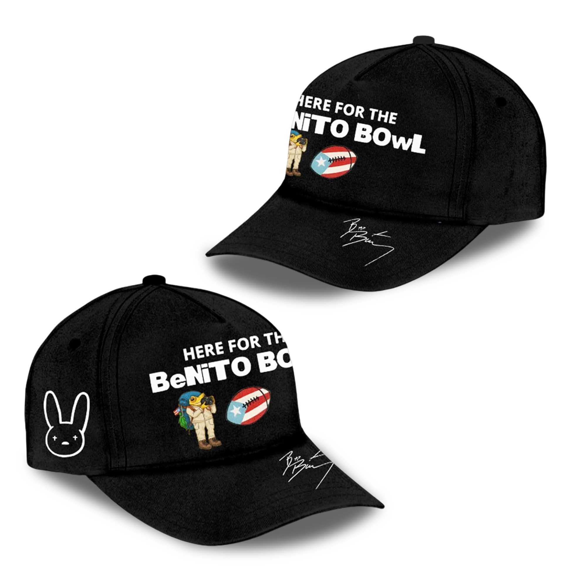 Bad Bunny Here For The Benito Bowl The Best Half Time Game Day Cap 2026 Hat Mens Dad Cap