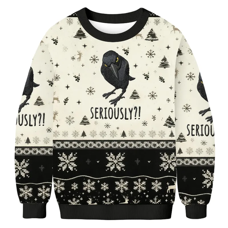 Raven Seriously Ugly Sweater, Funny Christmas Ugly Sweatshirt, Xmas Ugly Sweater