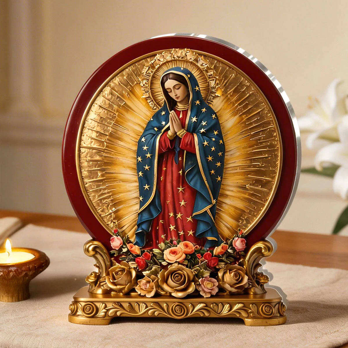 Our Lady Of Guadalupe Christian Memorial Acrylic Plaque, Custom Name Memorial Plaque