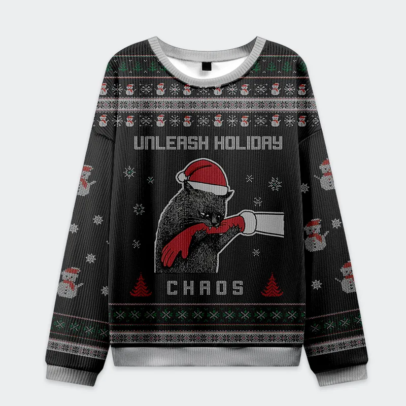 Funny Cat: Unleash Holiday Chaos Funny Ugly Sweater, Ugly Xmas Sweater, Christmas Ugly Sweatshirt