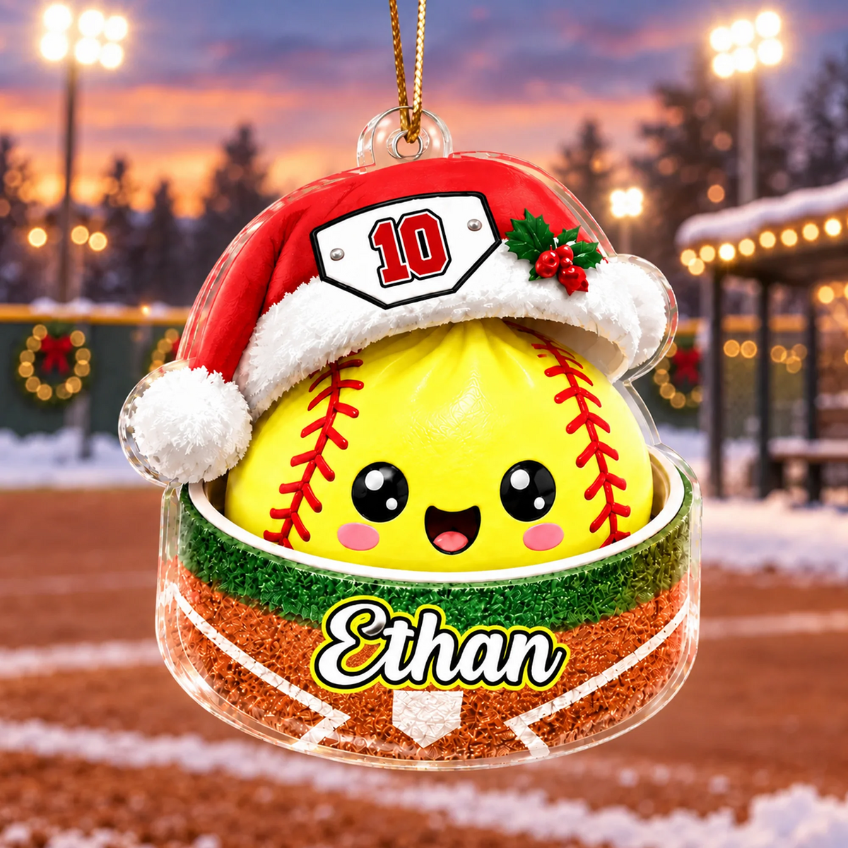 Custom Softball Christmas Acrylic Ornament, Christmas Ornament, Softball Player Gift