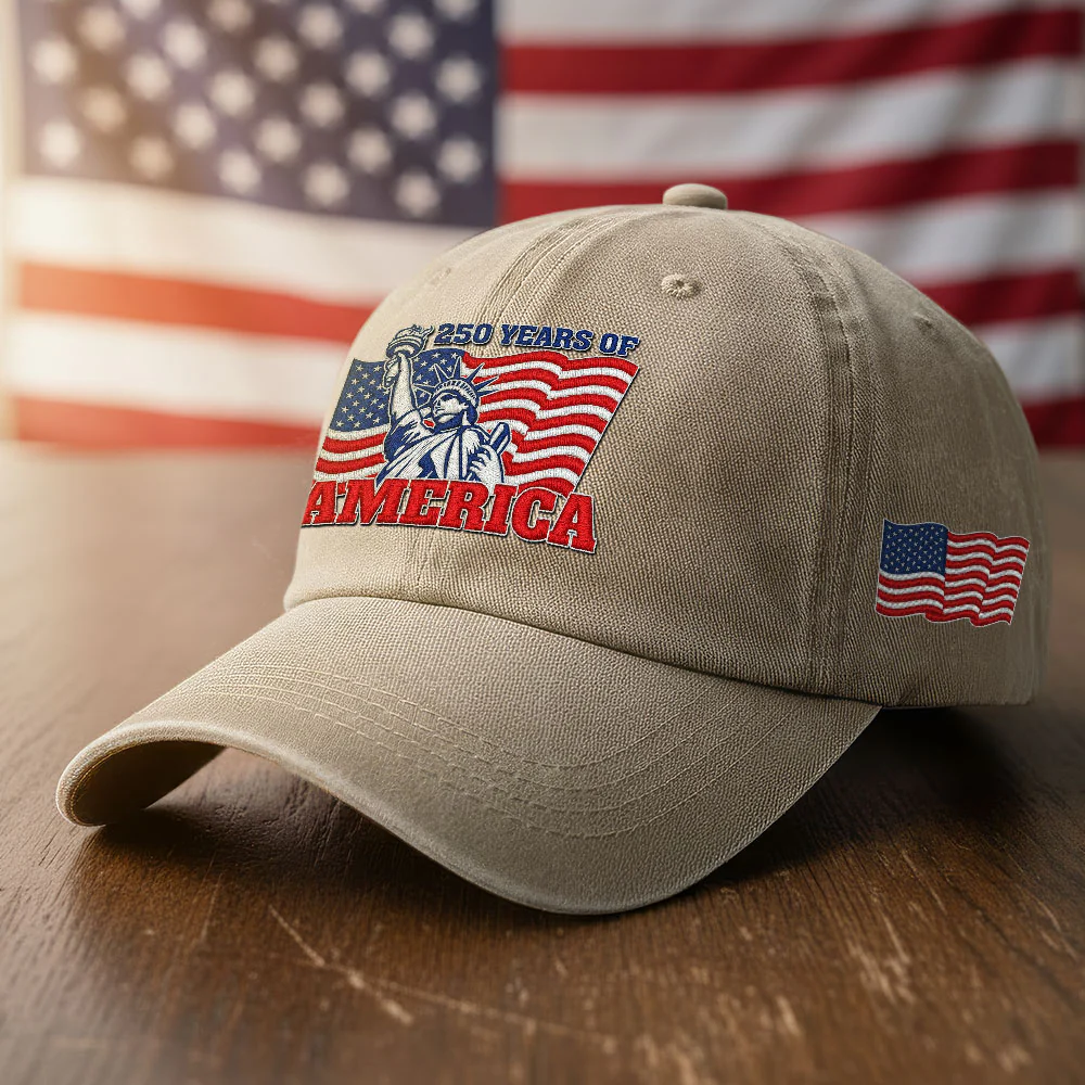 250 Years of America Statue Of Liberty American Flag Print Hat, 250th Anniversary Patriot Hat, Classic Cap