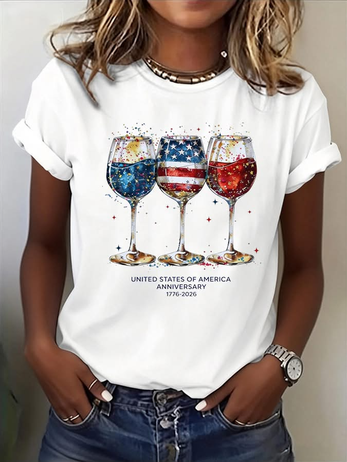 250th America Wine Glass Shirt, 1776–2026 USA Shirt, 4th Of July Shirt, Patriotic Womens Tee