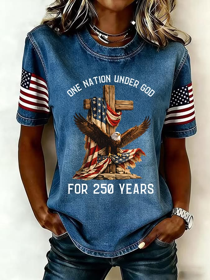One Nation Under God 250 Years Shirt, 1776–2026 USA Shirt, 4th Of July Shirt, Patriotic Womens Tee
