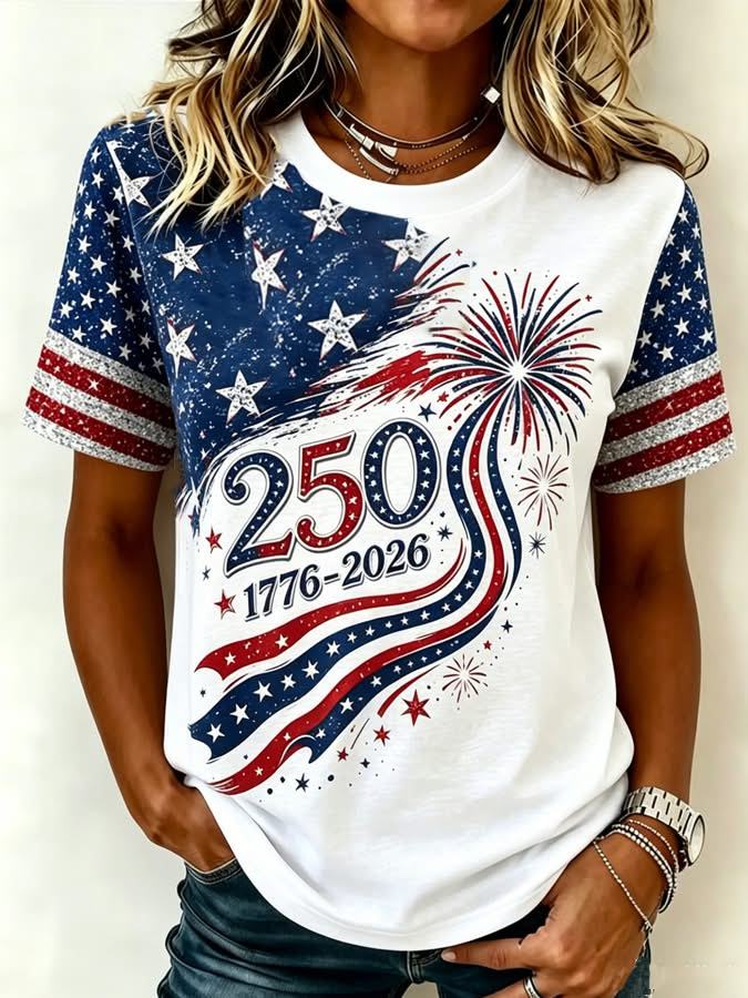 America 250 Years Shirt, 1776–2026 Fireworks USA Shirt, 4th Of July Shirt, Patriotic Womens Tee