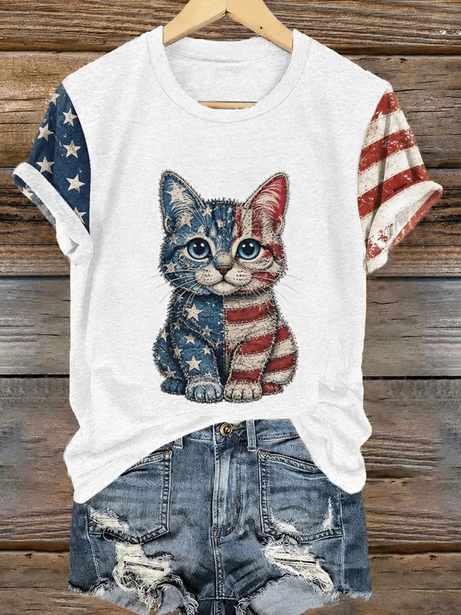 Cute Patriotic Cat Shirt, 1776–2026 USA Shirt, 4th Of July Shirt, 250th Anniversary Patriotic Womens Tee