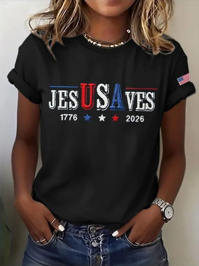 Jesus Saves Christian 250th America Shirt, 1776–2026 USA Shirt, 4th Of July Shirt, Patriotic Womens Tee