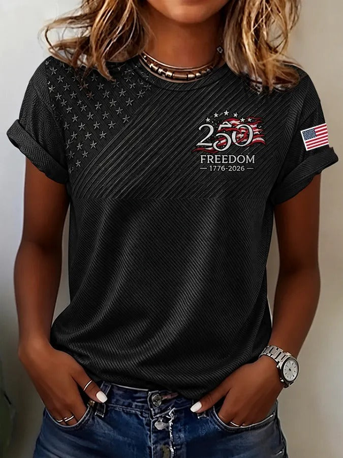 Black America Flag 1776-2026 Shirt For Women, USA 250th Anniversary T-Shirt, 4th Of July Shirt