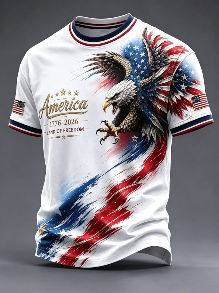 American Eagle Patriotic Shirt, Land Of Freedom Flag Brushstroke Design, America 250 Years Shirt
