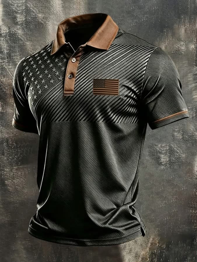Patriotic Tactical Polo Shirt, USA 250 Anniversary Flag Design, Polo Shirts For Men